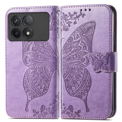 For Xiaomi Redmi K70 Butterfly Love Flower Embossed Leather Phone Case(Purple) by buy2fix