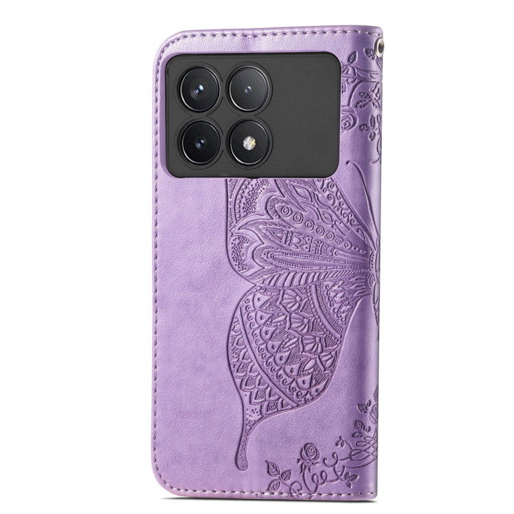 For Xiaomi Redmi K70 Butterfly Love Flower Embossed Leather Phone Case(Purple) by buy2fix