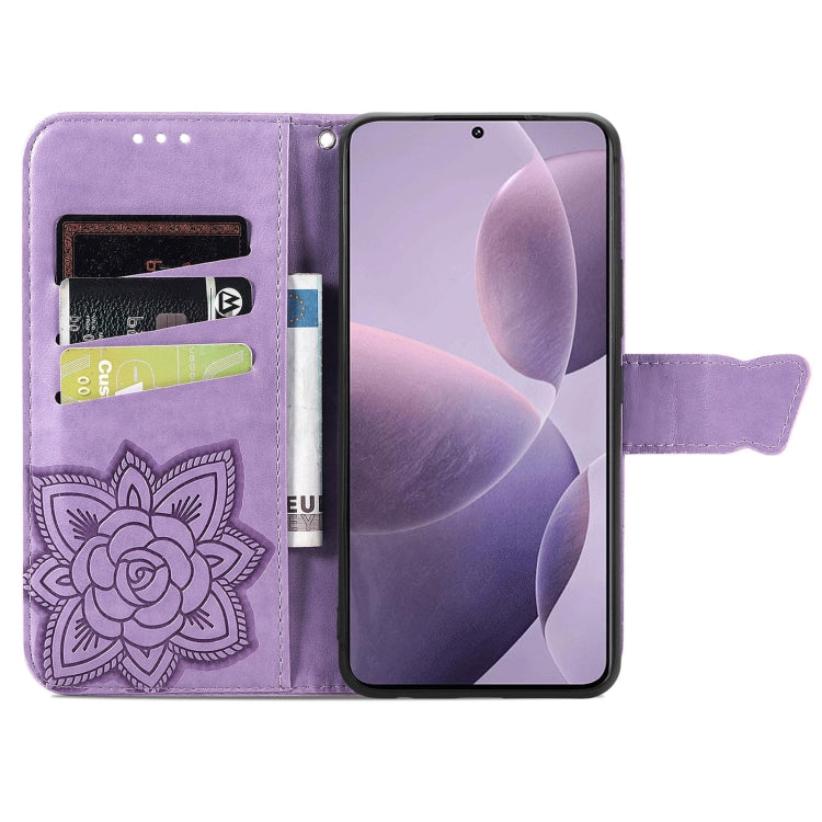 For Xiaomi Redmi K70 Butterfly Love Flower Embossed Leather Phone Case(Purple) by buy2fix