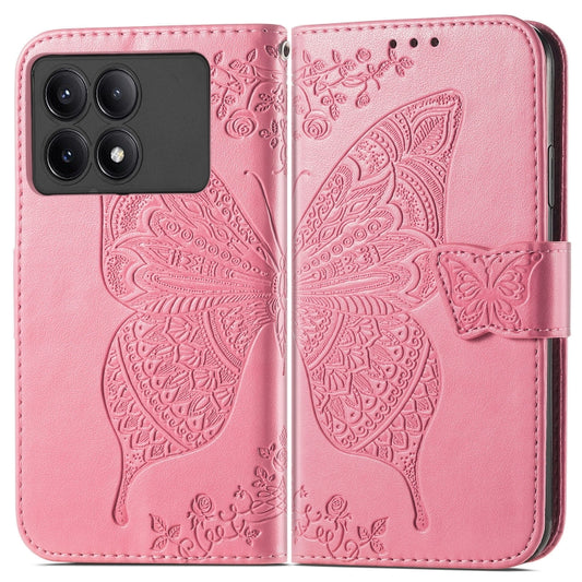 For Xiaomi Redmi K70E Butterfly Love Flower Embossed Leather Phone Case(Pink) - Xiaomi Cases by buy2fix | Online Shopping UK | buy2fix