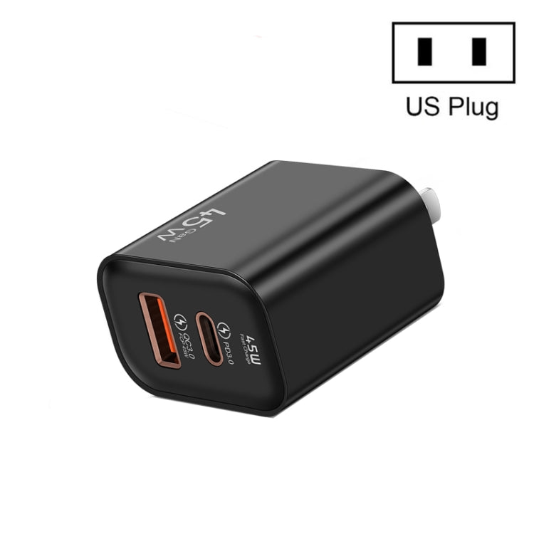 45PQ 45W PD25W + QC3.0 20W USB Fully Compatible Super Fast Charger, US Plug(Black) by buy2fix