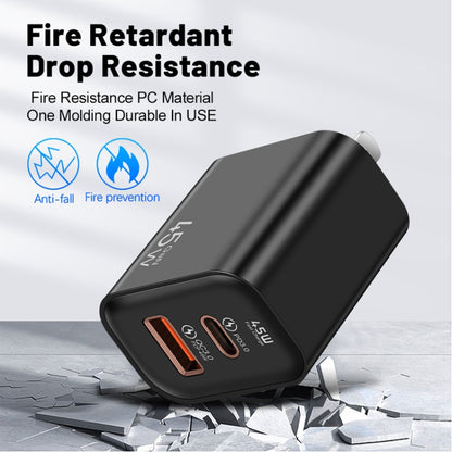 45PQ 45W PD25W + QC3.0 20W USB Fully Compatible Super Fast Charger, US Plug(Black) by buy2fix