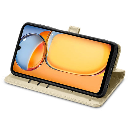 For Xiaomi Redmi 13C Cat and Dog Embossed Leather Phone Case(Gold) by buy2fix