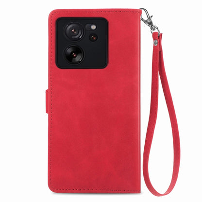 For Xiaomi Redmi K60 Ultra Embossed Flower Zipper Leather Phone Case(Red) - Xiaomi Cases by buy2fix | Online Shopping UK | buy2fix
