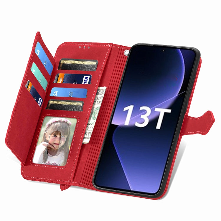 For Xiaomi Redmi K60 Ultra Embossed Flower Zipper Leather Phone Case(Red) - Xiaomi Cases by buy2fix | Online Shopping UK | buy2fix