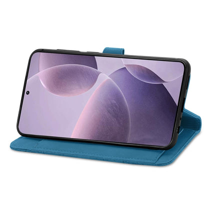 For Xiaomi Redmi K70 Embossed Flower Zipper Leather Phone Case(Blue) - Xiaomi Cases by buy2fix | Online Shopping UK | buy2fix
