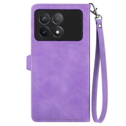 For Xiaomi Redmi K70 Embossed Flower Zipper Leather Phone Case(Purple) - Xiaomi Cases by buy2fix | Online Shopping UK | buy2fix