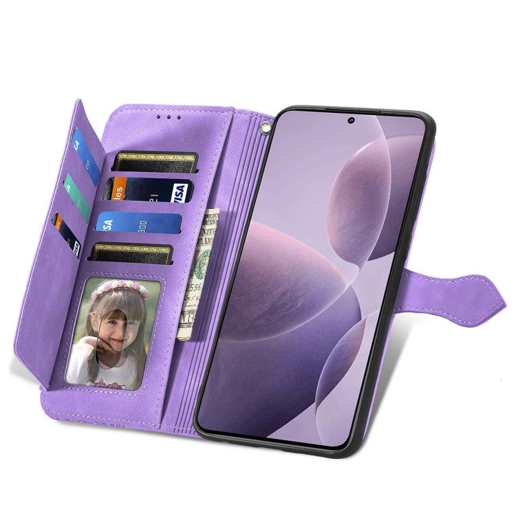For Xiaomi Redmi K70 Embossed Flower Zipper Leather Phone Case(Purple) - Xiaomi Cases by buy2fix | Online Shopping UK | buy2fix