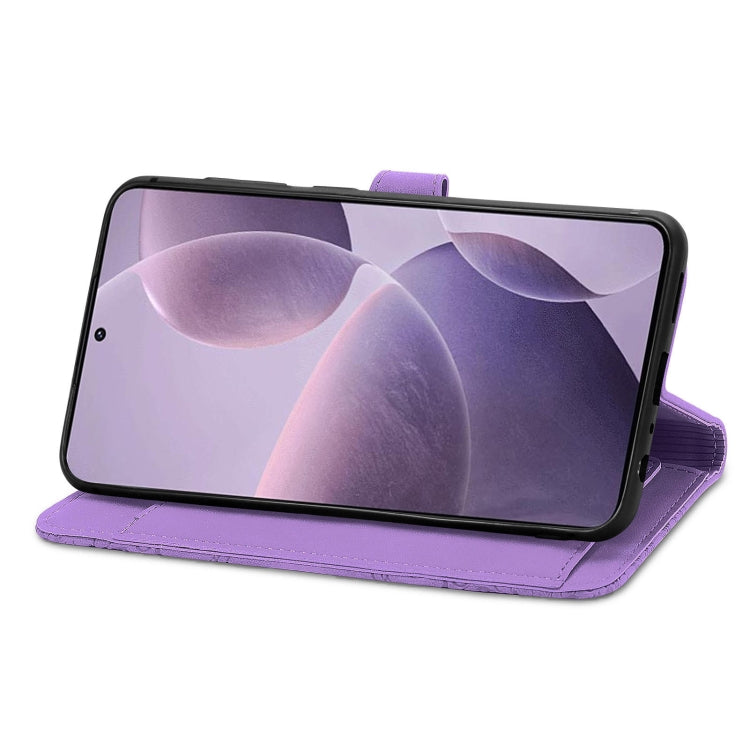 For Xiaomi Redmi K70 Embossed Flower Zipper Leather Phone Case(Purple) - Xiaomi Cases by buy2fix | Online Shopping UK | buy2fix