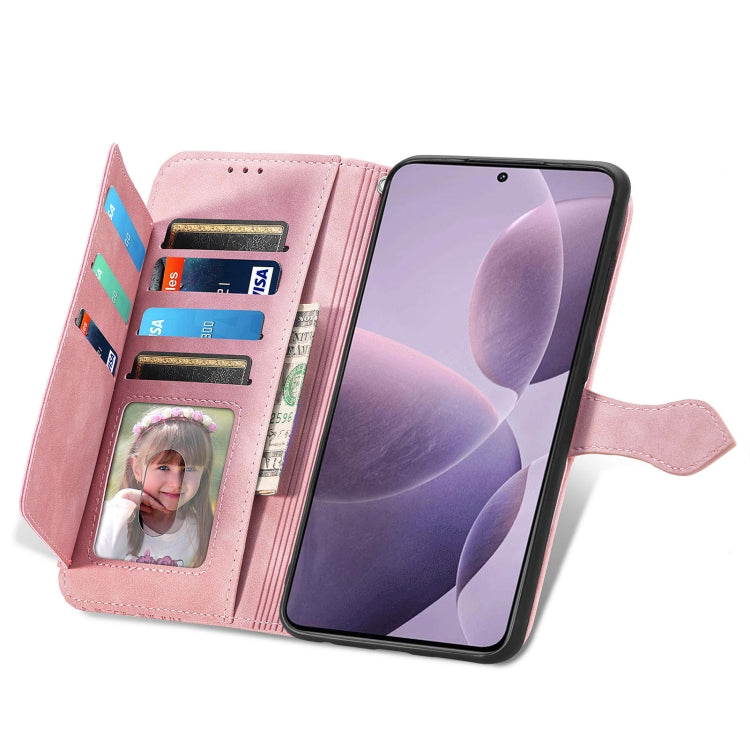 For Xiaomi Redmi K70 Embossed Flower Zipper Leather Phone Case(Pink) - Xiaomi Cases by buy2fix | Online Shopping UK | buy2fix