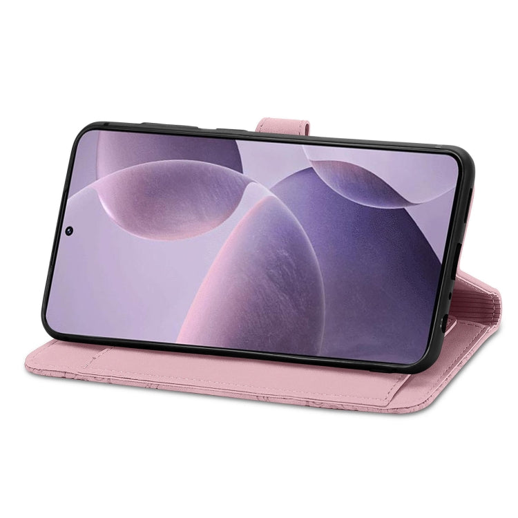 For Xiaomi Redmi K70 Embossed Flower Zipper Leather Phone Case(Pink) - Xiaomi Cases by buy2fix | Online Shopping UK | buy2fix