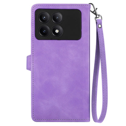 For Xiaomi Redmi K70E Embossed Flower Zipper Leather Phone Case(Purple) - Xiaomi Cases by buy2fix | Online Shopping UK | buy2fix