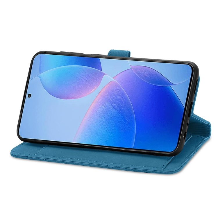 For Xiaomi Redmi K70 Pro Embossed Flower Zipper Leather Phone Case(Blue) - Xiaomi Cases by buy2fix | Online Shopping UK | buy2fix