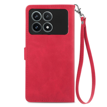 For Xiaomi Redmi K70 Pro Embossed Flower Zipper Leather Phone Case(Red) - Xiaomi Cases by buy2fix | Online Shopping UK | buy2fix