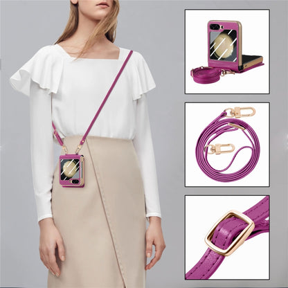 For Samsung Galaxy Z Flip5 5G Crossbody Electroplated Case-film Integrated Wallet Phone Case(Purple) - Galaxy Z Flip5 Cases by buy2fix | Online Shopping UK | buy2fix