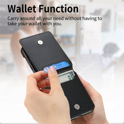 For Samsung Galaxy Z Flip5 5G Crossbody Electroplated Case-film Integrated Wallet Phone Case(Black) - Galaxy Z Flip5 Cases by buy2fix | Online Shopping UK | buy2fix