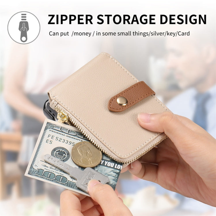 For Samsung Galaxy Z Flip5 5G Crossbody Litchi Electroplated Case-film Integrated Zipper Wallet Phone Case(Khaki) - Galaxy Z Flip5 Cases by buy2fix | Online Shopping UK | buy2fix