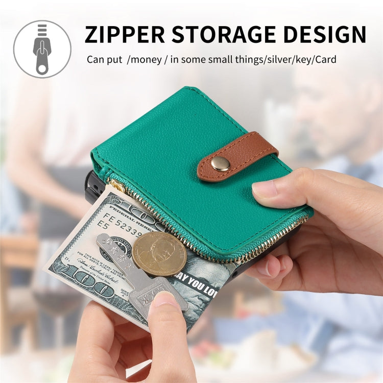 For Samsung Galaxy Z Flip5 5G Crossbody Litchi Electroplated Case-film Integrated Zipper Wallet Phone Case(Green) - Galaxy Z Flip5 Cases by buy2fix | Online Shopping UK | buy2fix