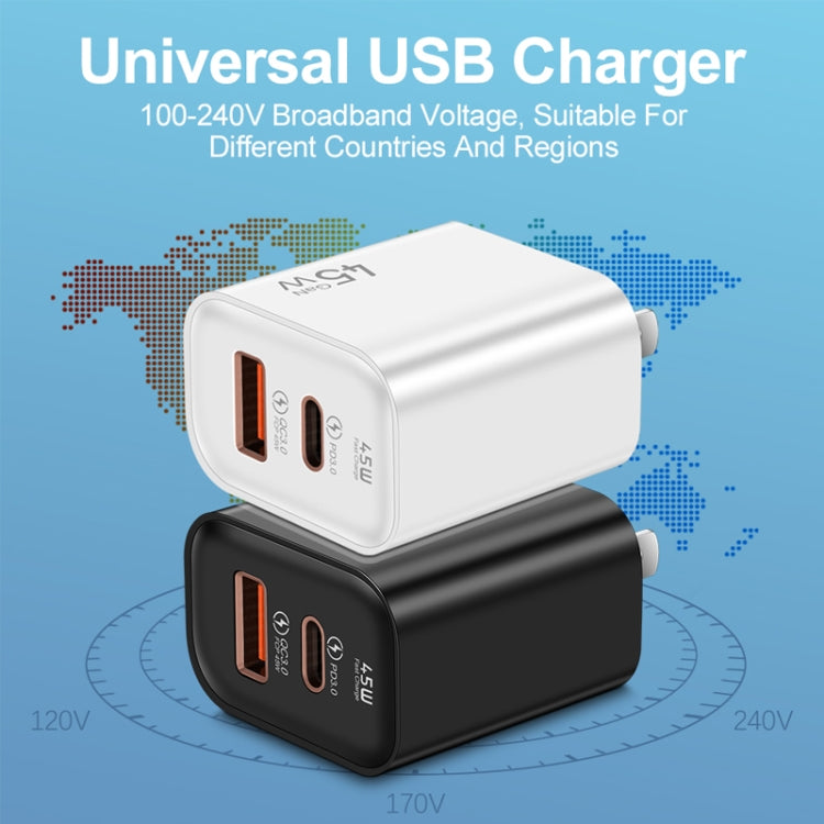 45PQ 45W PD25W + QC3.0 20W USB Super Fast Charger with Type-C to 8 Pin Cable, US Plug(Transparent Gray) by buy2fix