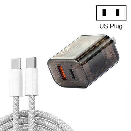 45PQ 45W PD25W + QC3.0 20W USB Super Fast Charger with Type-C to Type-C Cable, US Plug(Transparent Gray) by buy2fix