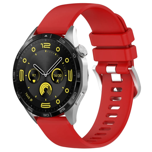 For Huawei Watch GT4 46mm 22mm Liquid Glossy Silver Buckle Silicone Watch Band(Red) by buy2fix