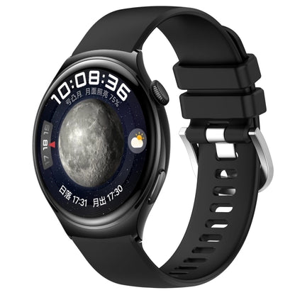 For Huawei Watch 4 22mm Liquid Glossy Silver Buckle Silicone Watch Band(Black) by buy2fix