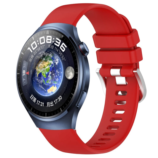 For Huawei Watch 4 Pro 22mm Liquid Glossy Silver Buckle Silicone Watch Band(Red) by buy2fix