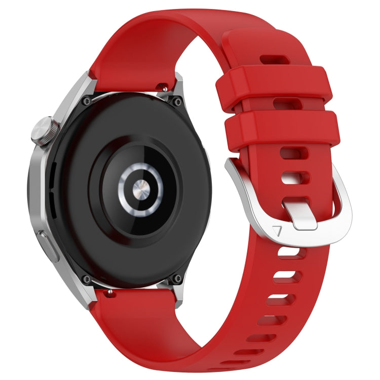 For Huawei Watch 4 Pro 22mm Liquid Glossy Silver Buckle Silicone Watch Band(Red) by buy2fix