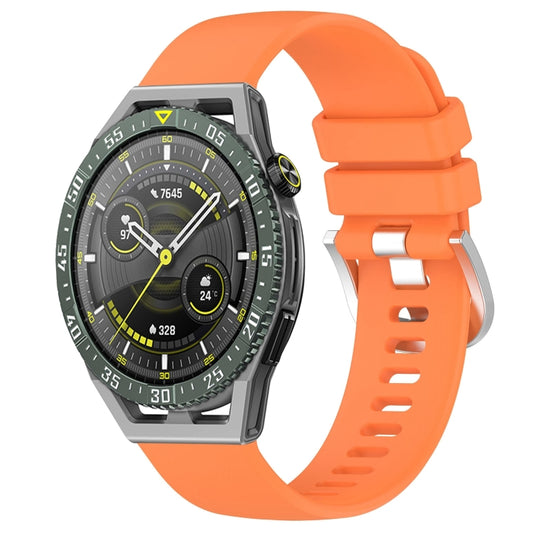 For Huawei Watch GT3 SE 22mm Liquid Glossy Silver Buckle Silicone Watch Band(Orange) by buy2fix