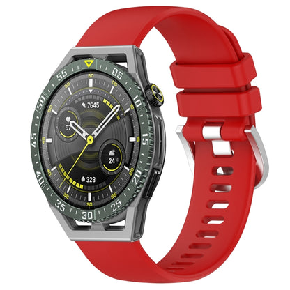 For Huawei Watch GT3 SE 22mm Liquid Glossy Silver Buckle Silicone Watch Band(Red) by buy2fix