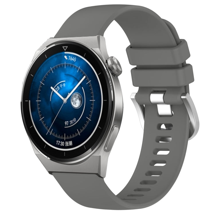 For Huawei Watch GT3 Pro 46mm 22mm Liquid Glossy Silver Buckle Silicone Watch Band(Dark Gray) by buy2fix