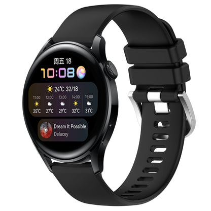 For Huawei Watch 3 22mm Liquid Glossy Silver Buckle Silicone Watch Band(Black) by buy2fix