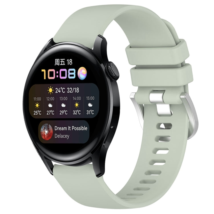 For Huawei Watch 3 22mm Liquid Glossy Silver Buckle Silicone Watch Band(Green) by buy2fix