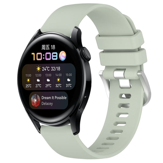 For Huawei Watch 3 22mm Liquid Glossy Silver Buckle Silicone Watch Band(Green) by buy2fix