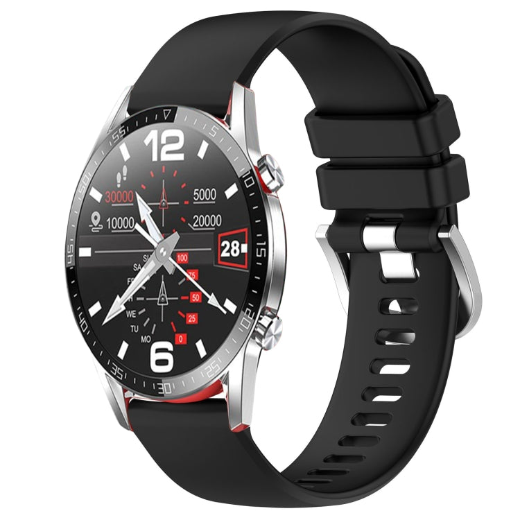 For Huawei Watch GT2 46mm 22mm Liquid Glossy Silver Buckle Silicone Watch Band(Black) by buy2fix