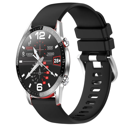 For Huawei Watch GT2 46mm 22mm Liquid Glossy Silver Buckle Silicone Watch Band(Black) by buy2fix