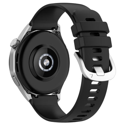 For Huawei Watch GT2 46mm 22mm Liquid Glossy Silver Buckle Silicone Watch Band(Black) by buy2fix