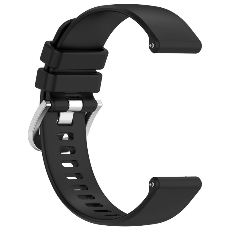 For Huawei Watch GT2 46mm 22mm Liquid Glossy Silver Buckle Silicone Watch Band(Black) by buy2fix
