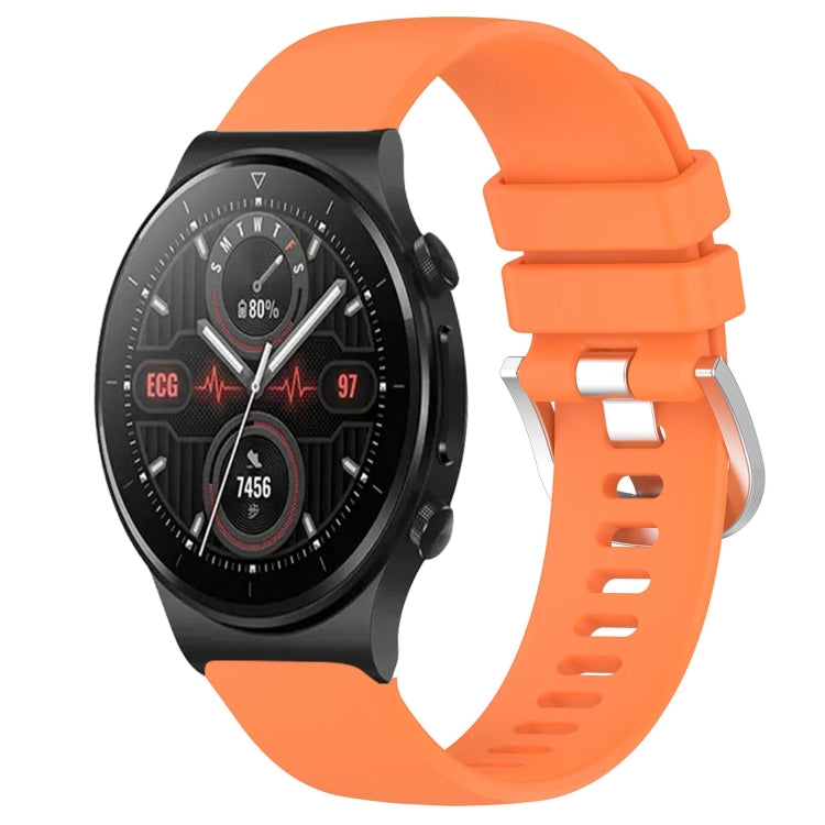 For Huawei Watch GT2 Pro 22mm Liquid Glossy Silver Buckle Silicone Watch Band(Orange) by buy2fix