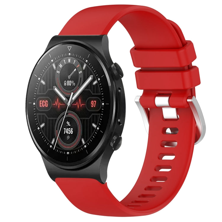 For Huawei Watch GT2 Pro 22mm Liquid Glossy Silver Buckle Silicone Watch Band(Red) by buy2fix