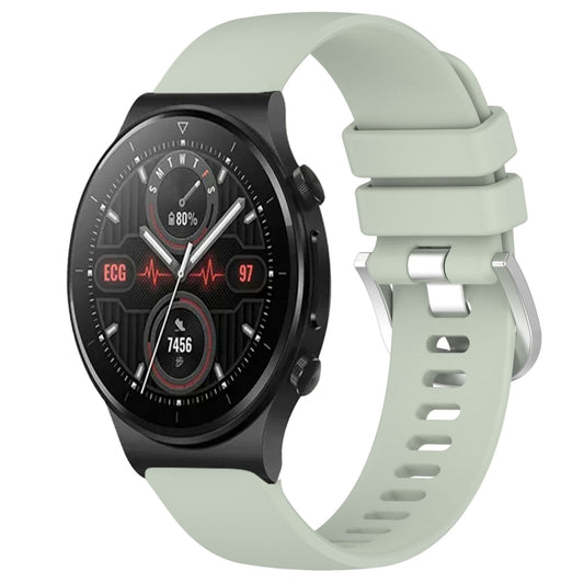 For Huawei Watch GT2 Pro 22mm Liquid Glossy Silver Buckle Silicone Watch Band(Green) by buy2fix