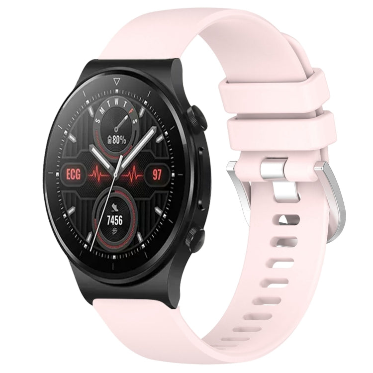 For Huawei Watch GT2 Pro 22mm Liquid Glossy Silver Buckle Silicone Watch Band(Pink) by buy2fix