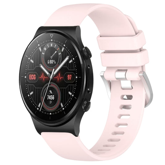 For Huawei Watch GT2 Pro 22mm Liquid Glossy Silver Buckle Silicone Watch Band(Pink) by buy2fix