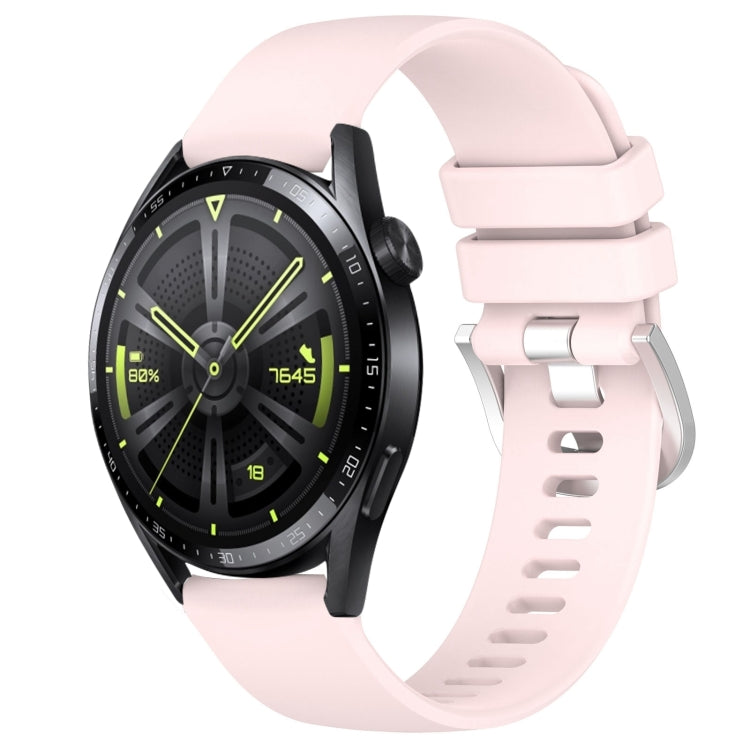 For Huawei Watch GT3 42mm 20mm Liquid Glossy Silver Buckle Silicone Watch Band(Pink) by buy2fix