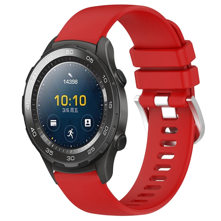 For Huawei Watch 2 20mm Liquid Glossy Silver Buckle Silicone Watch Band(Red) by buy2fix