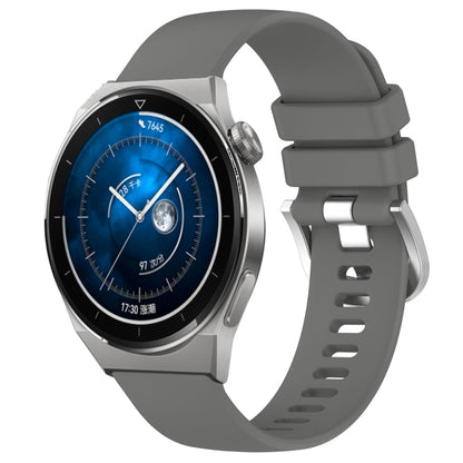 For Huawei Watch GT3 Pro 43mm 20mm Liquid Glossy Silver Buckle Silicone Watch Band(Dark Gray) by buy2fix