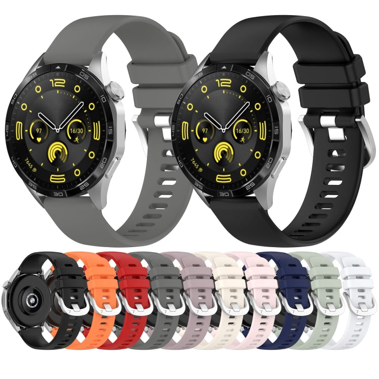 For Huawei Watch 4 Pro 22mm Liquid Glossy Silver Buckle Silicone Watch Band(White) by buy2fix