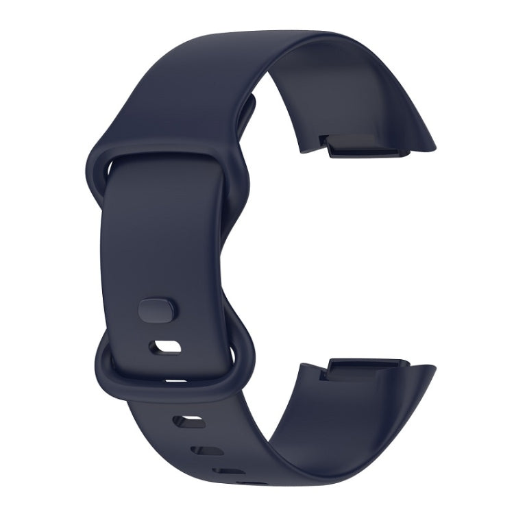 For Fitbit Charge 6 Solid Color Butterfly Buckle Silicone Watch Band, Size:S Size(Dark Blue) by buy2fix