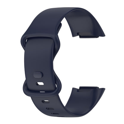 For Fitbit Charge 6 Solid Color Butterfly Buckle Silicone Watch Band, Size:S Size(Dark Blue) by buy2fix