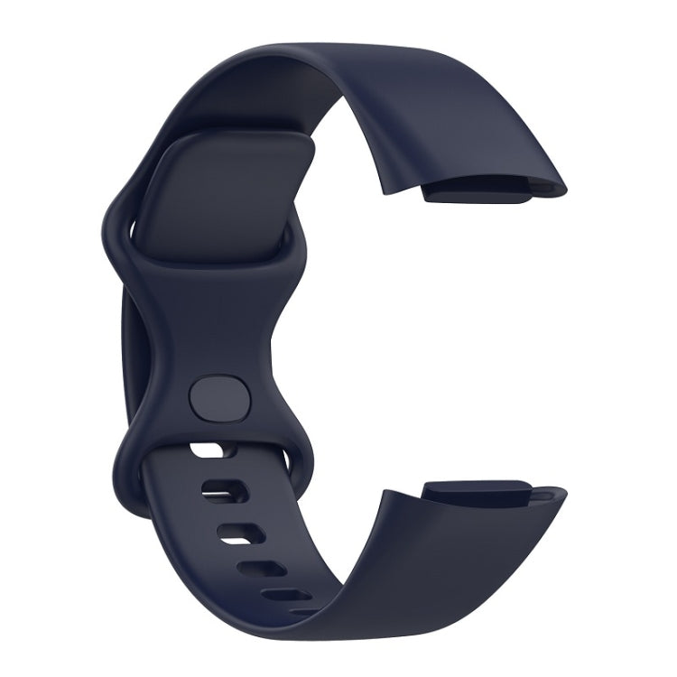 For Fitbit Charge 6 Solid Color Butterfly Buckle Silicone Watch Band, Size:S Size(Dark Blue) by buy2fix